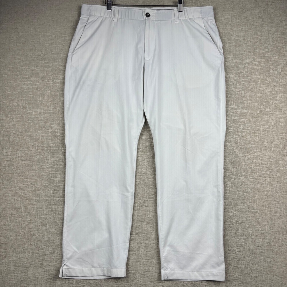 Under Armour Mens White Herringbone Golf Pants 42x30 Performance Trousers